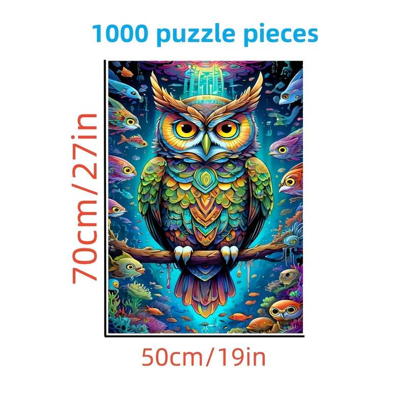 1000pcs Thick Durable Owl-Themed DIY Jigsaw Puzzle for Adults 19.7 x 27.5 White C