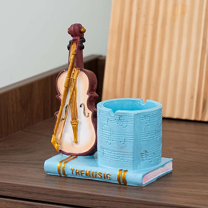 1pc Vintage Violin Ashtray Unique Resin Craft for Home Bar Decor Romantic Gift Idea