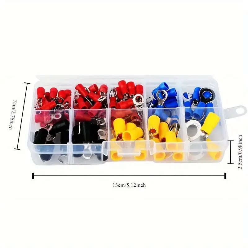 102pcs Electrical Crimp Connectors Set Assorted Insulated Wire Terminals Flat Spade And Ring Crimpin
