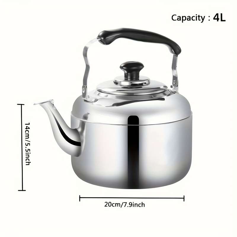 1pc 4L Stainless Steel Large Capacity Teapot Commercial Tea Kettle Tea Pot Induction Cooker