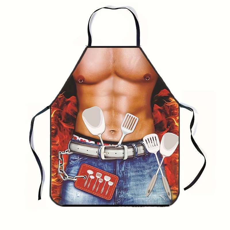 1PC Personality Funny Muscle Male Pattern Print Polyester Chef Apron