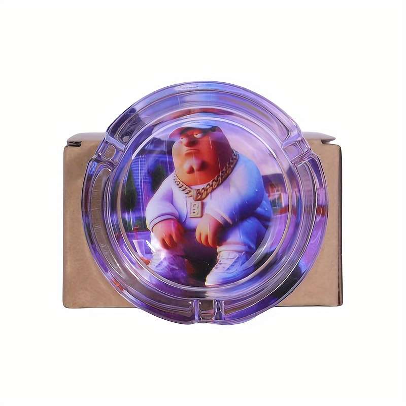 1pc Cartoon Flower Pattern Glass Ashtray 85mm Round Ashtray Family Style Glass Ashtray Smok