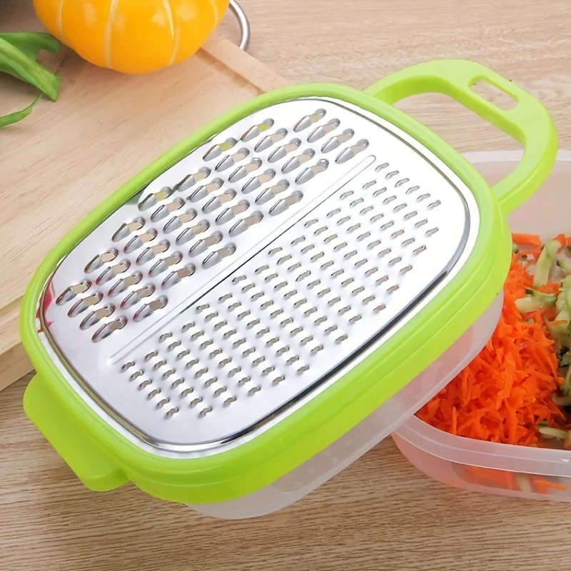 1Pc 3In1 Manual Vegetable Chopper Slicer And Grater Green Plastic French Fry Cutter