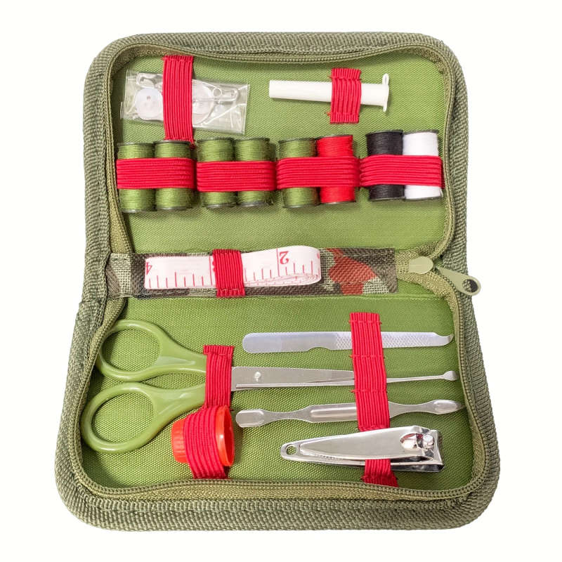 1set Single Soldier Needle and Thread Box Portable Sewing Kit Outdoor Single Soldier Camouflage Need