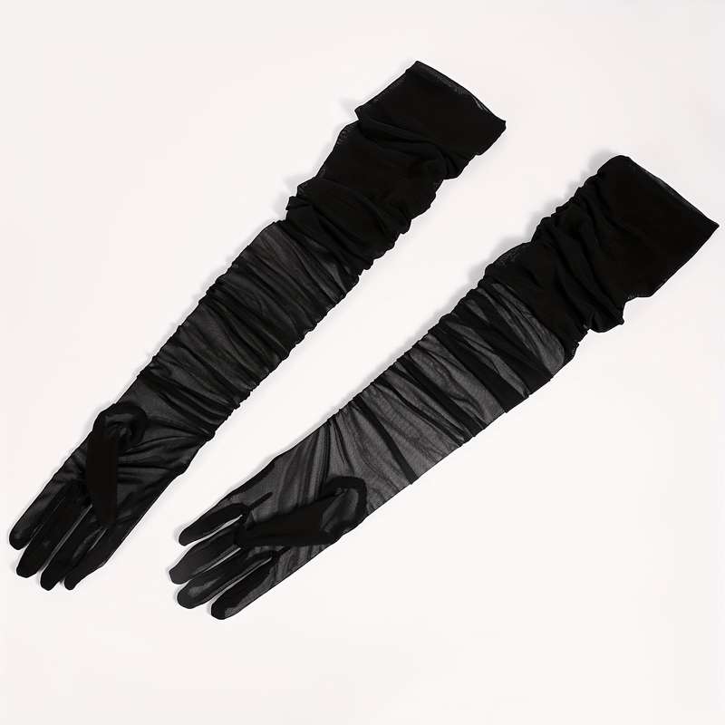 1 Pair Lake Blue Evening Party Gloves