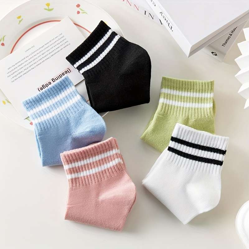 5 Pairs Multicolor Asian One Size High Elastic Socks