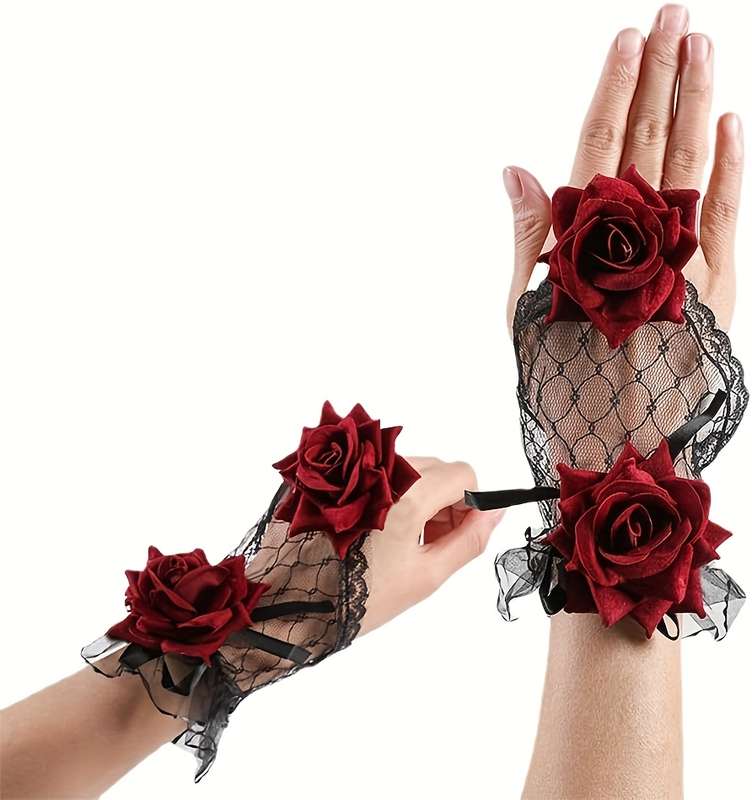 1 Pair One Size Fingerless Fishnet Gloves
