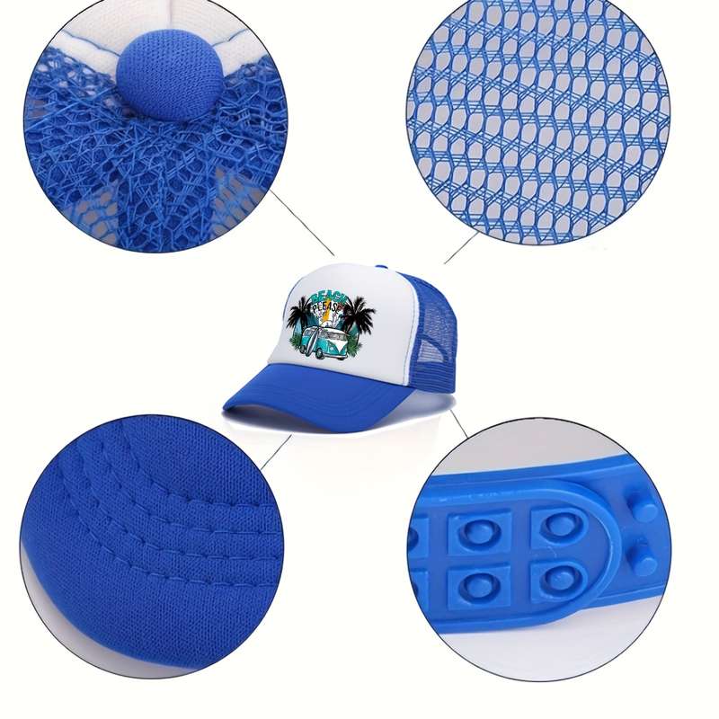 1pc Summer Multicolor Hat Beach Car Print Men's Peaked Cap Street Sunshade Sunscreen Baseball Cap
