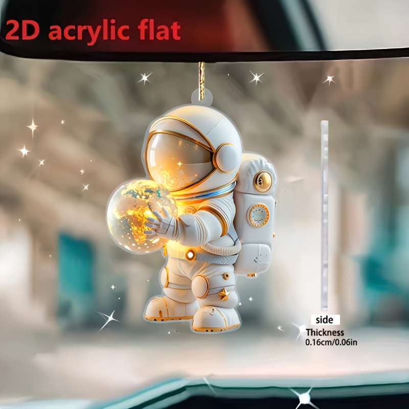 1pc 2D Flat    Acrylic Astronaut Car Rearview Mirror Ornament Suitable for Bags Keych