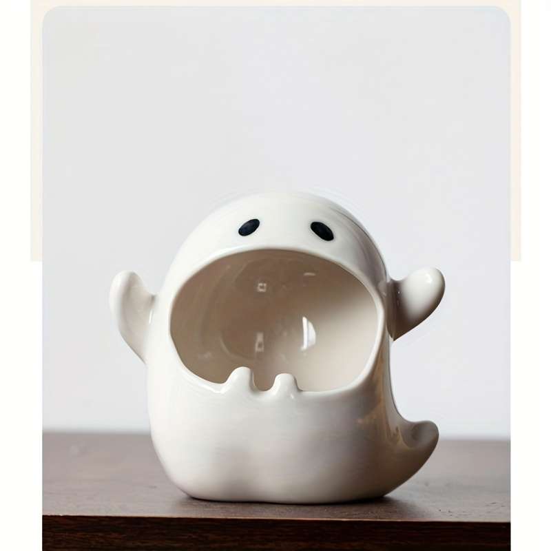 1pc Cute Ghost Ashtray Ceramic Irregular Shape High-End Decoration No Electricity Required for