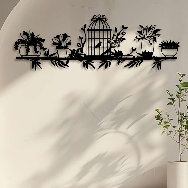 1pc Elegant Metal Wall Art with Birds  Floral DesignPerfect for Home Garden or Office Decor U