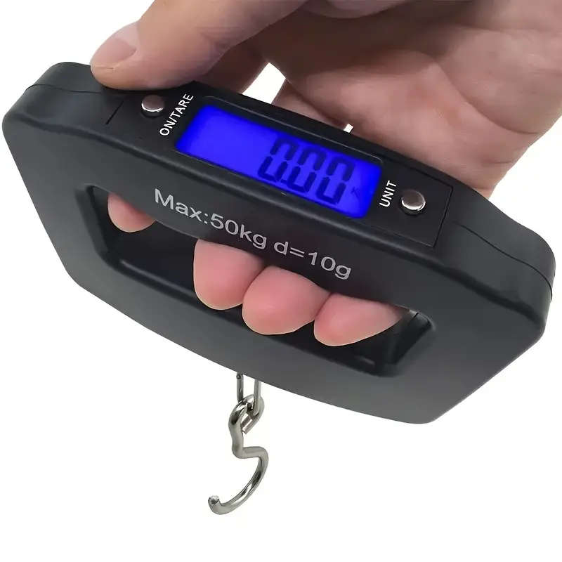 1pc Portable Luggage Scale 110lbs/50kg Capacity Handheld with Backlit LCD Battery Powered Batteries