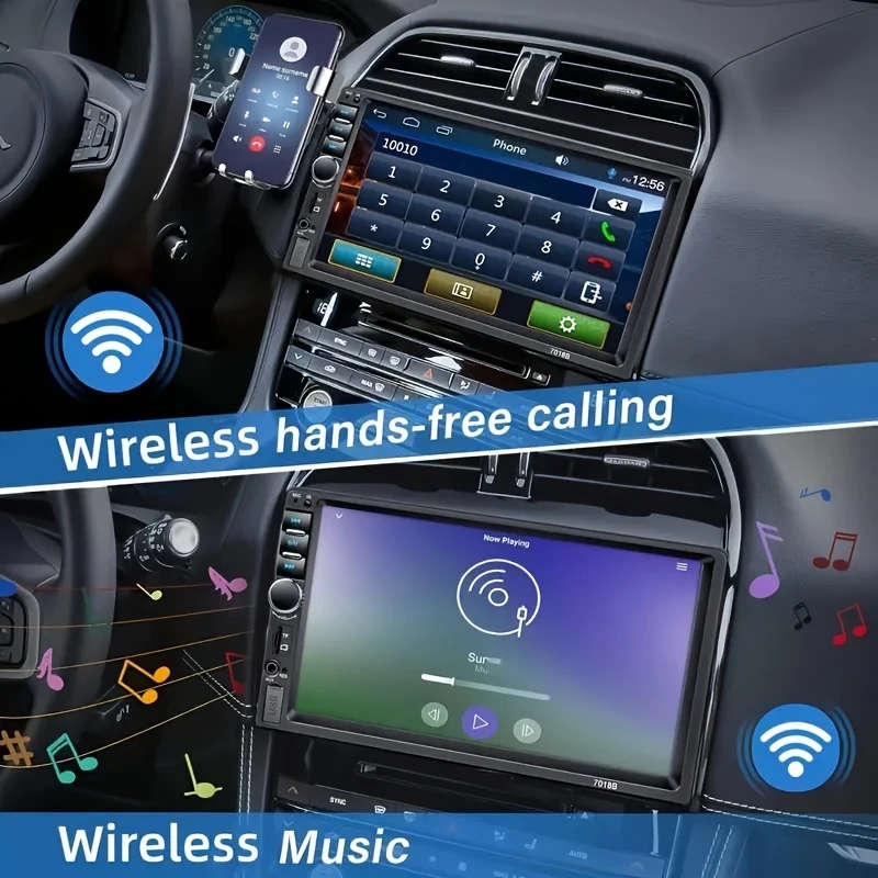 1pc 17.78cm Touch Screen Double Din Car Stereo MP5 Player Wireless Hands-Free Calling Mirror Link