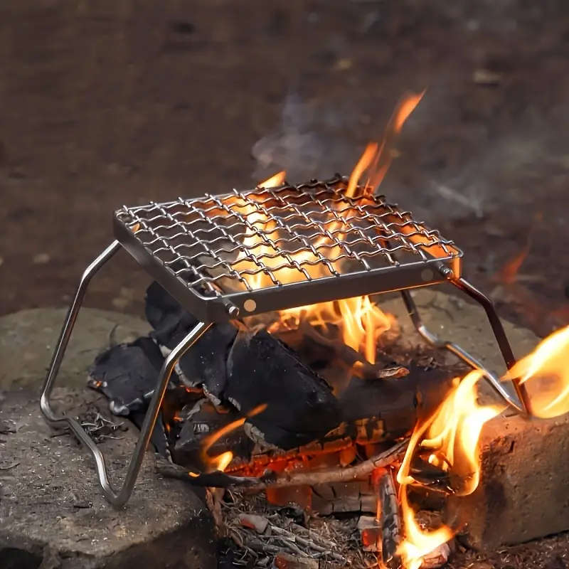 1pc Collapsible Stainless Steel Grill Lightweight Camping BBQ for Gas Stove
