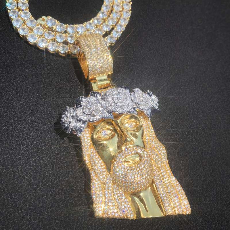1 Piece Golden Add 60.96cm Rope Chain Jesus Theme Pendant