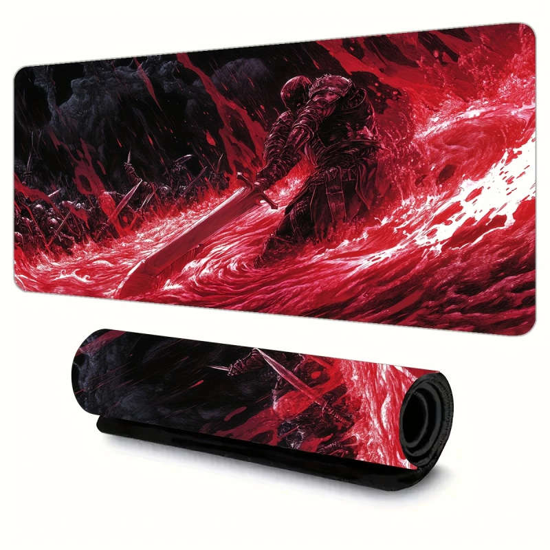 1pc 30x80cm Dark Blood Battle Axe Mouse Pad Ergonomic Non-Slip Washable Rubber Desk Mat