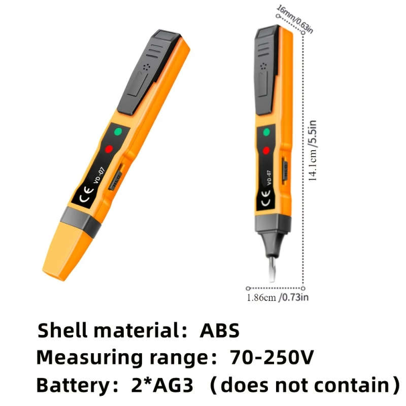 1pc Compact Non-Contact Voltage Detector Pen AC DC Induction Tester with LCD Display Sound Light
