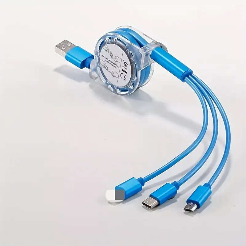3in 1 Suitable for iPhone TYPE-C Micro b telescopic one to three mobile charging cable