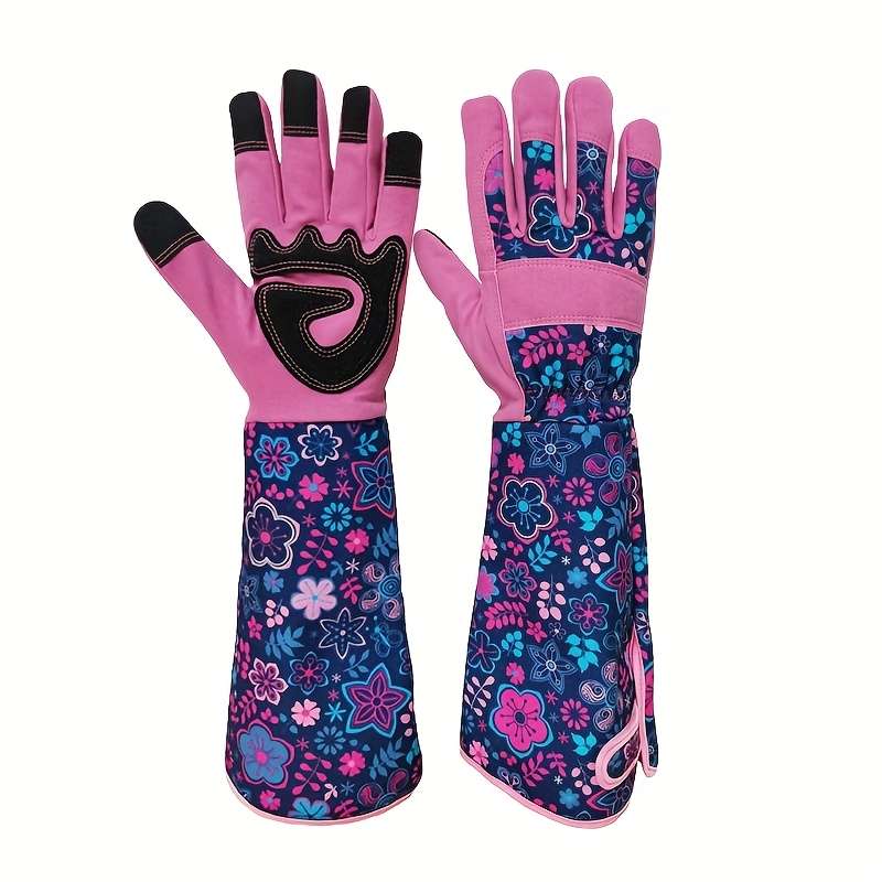 1 Pair Floral Charm Size L Multi Purpose Work Gloves