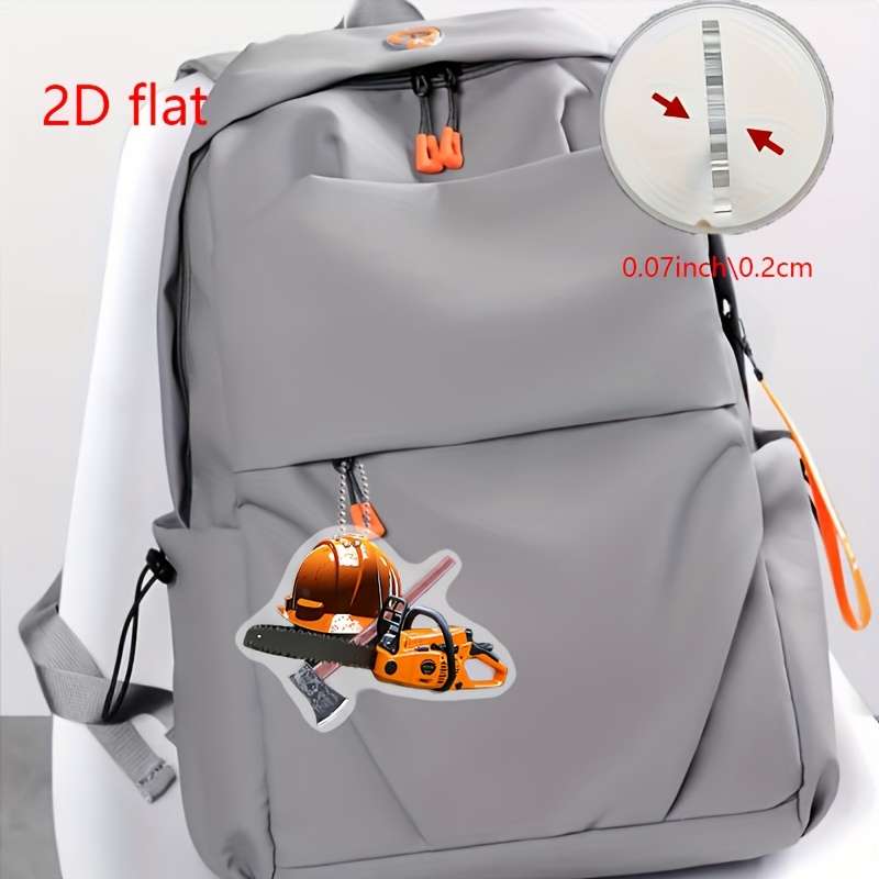 1pc 2D Flat   Acrylic Record Tool Pendant Chainsaw Axe Helmet Hanging Decoration for Car Re