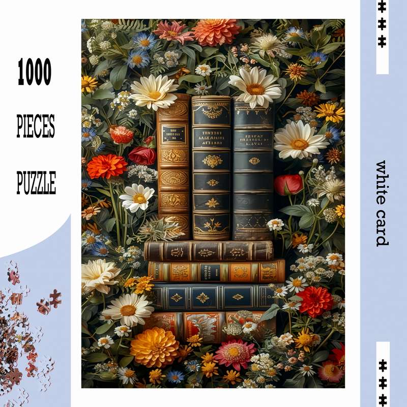 1000pcs Floral Bookshelf Jigsaw Puzzle High-Quality Durable Seamless Paper Materi