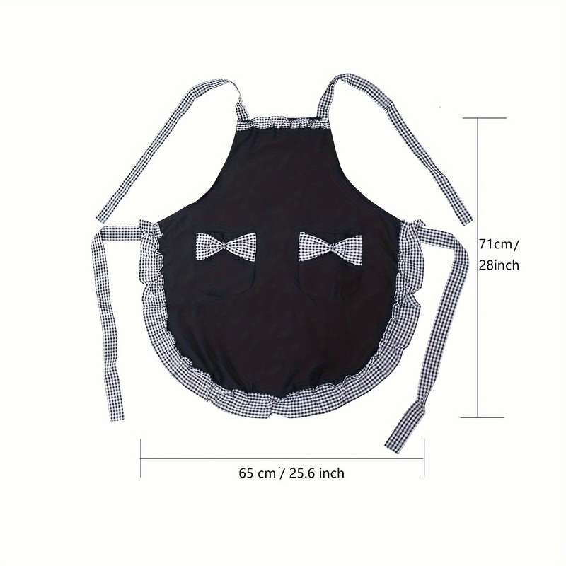 1pc Cute Bow Tie Apron Designed for Cooking Featuring Two Pockets for Small Items Suitable for Ac