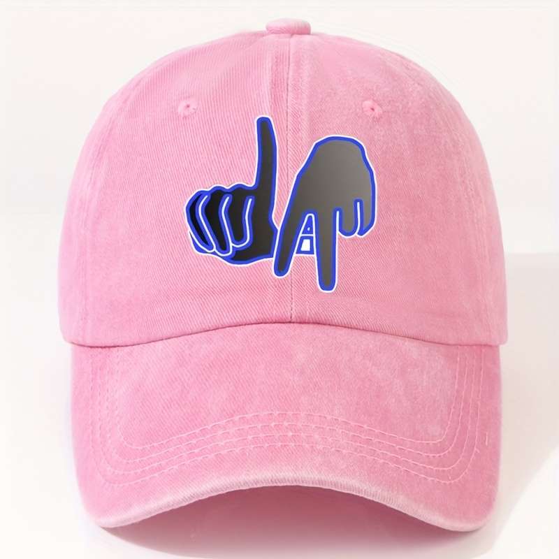 1pc EOXF Men'S Washed Cotton Baseball Cap Adjustable Breathable Casual Hat with LA Print Lightwei