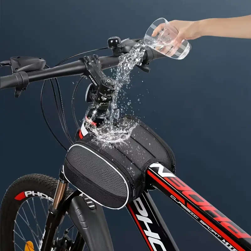 1pc Adjustable Strap Denim Handlebar Bag for Mountain Bike Cycling Frame Pannier Dual Side Bicycle T