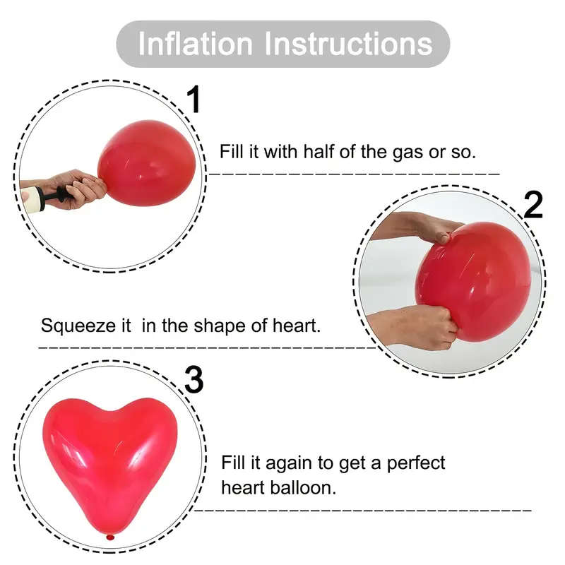 20 Red Heart-Shaped Balloons