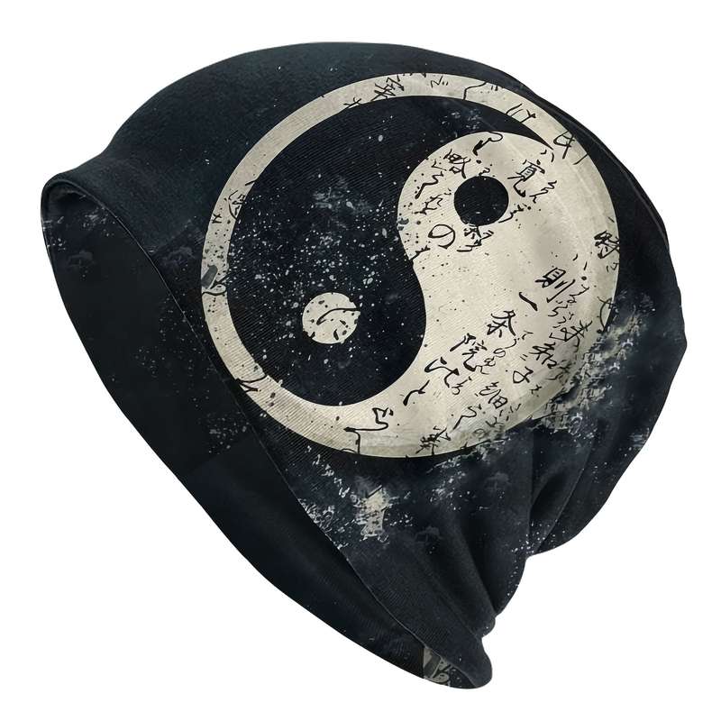 1pc Tai Chi Yin Yang Brimless Beanie Soft Stretchy Polyester Blend Funky Style for Men Women