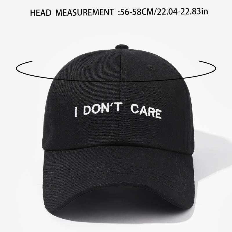 1pc I DON'T CARE Embroidery Sun Protection Baseball Cap Unisex Outdoor Casual Vacation Headwear