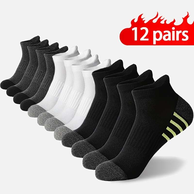 12 Pairs White And Gray One Size High Elastic Socks