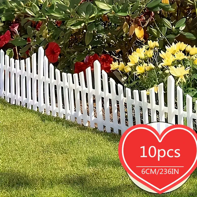 10 Pieces White Plastic Garden Fence Posts