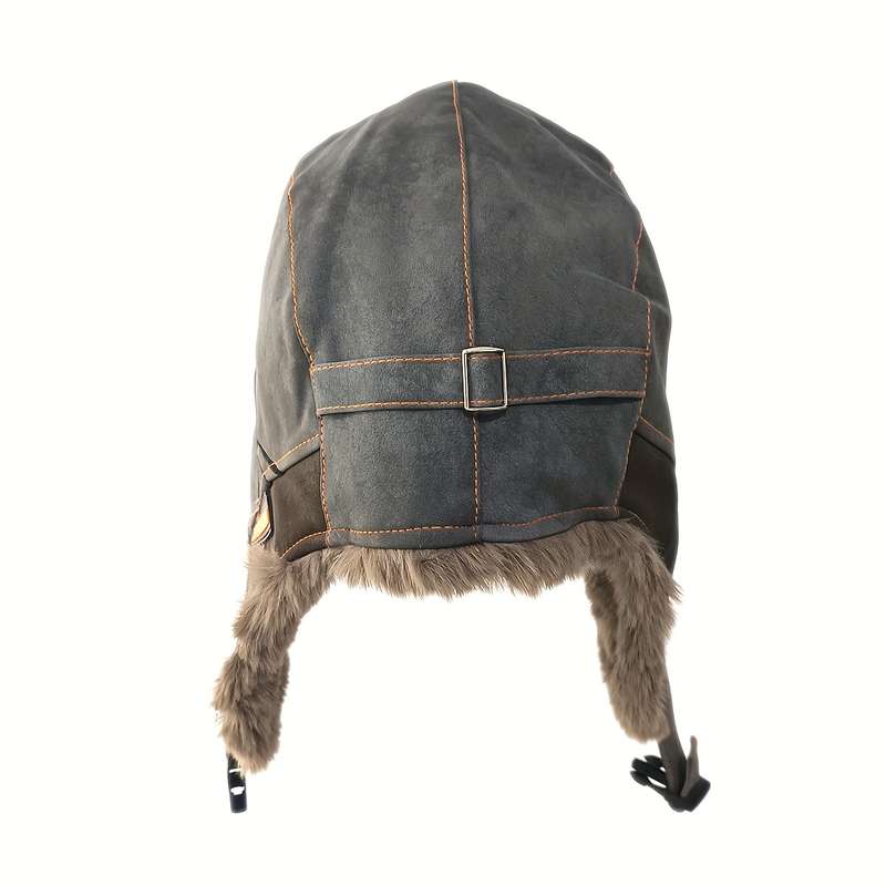 1pc Unisex Retro Geometric Pattern Suede Velvet Winter Beanie Thickened Insulation Windproof Ear