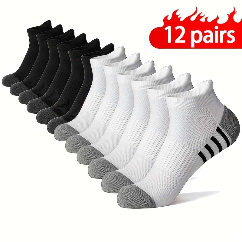 12 Pairs White And Gray One Size High Elastic Socks