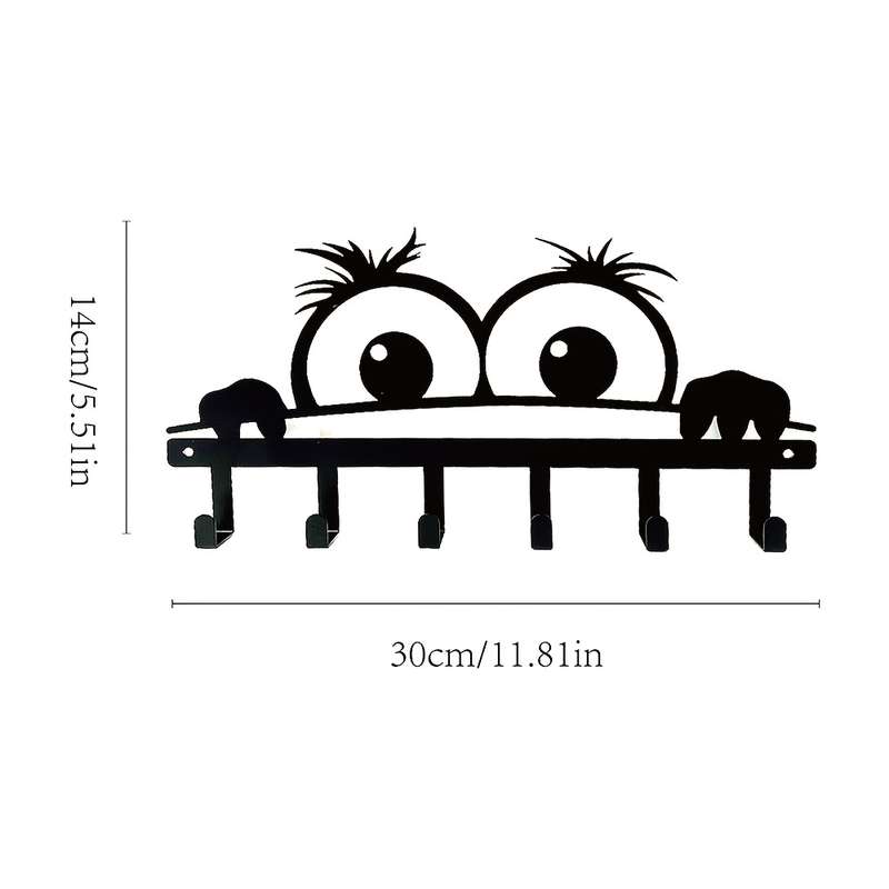 1pc Art Deco Style Metal Key Holder with Big Eyes Creative Wall-Mounted Hook for Keys and Accessori
