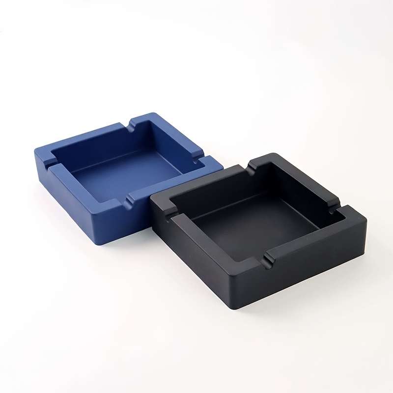 1pc Home Relaxation Modern Square Silicone Ashtray Sleek DIY Home Decor No Power Needed Black