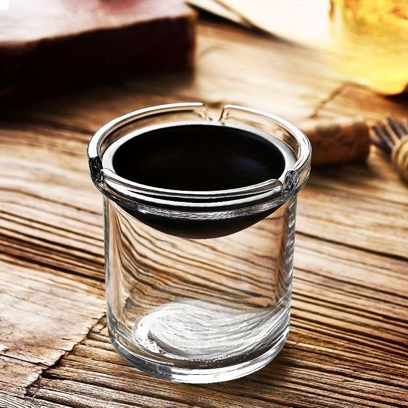 1pc Elegant Round Glass Ashtray with Sand Timer C Creative Anti-Fly Ash Design for Car Living Room
