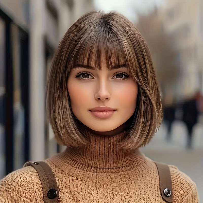 1Pc Dark Brown 30.48cm Fashion Design Wig