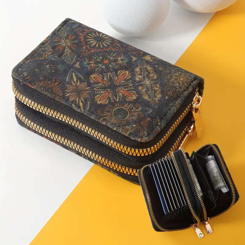 Women's Double Zipper Wallet - Casual Style, Durable Nylon Lined
