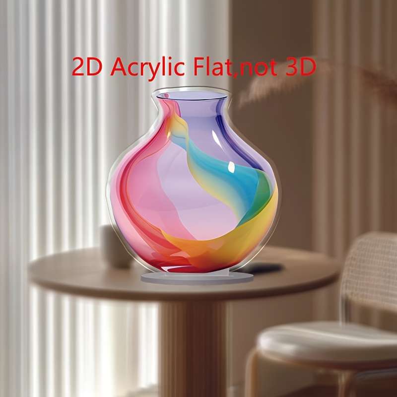 1pc 2D Flat   Bohemian Acrylic Vase Multi-Purpose Tabletop Decoration Suitable for Home Offic