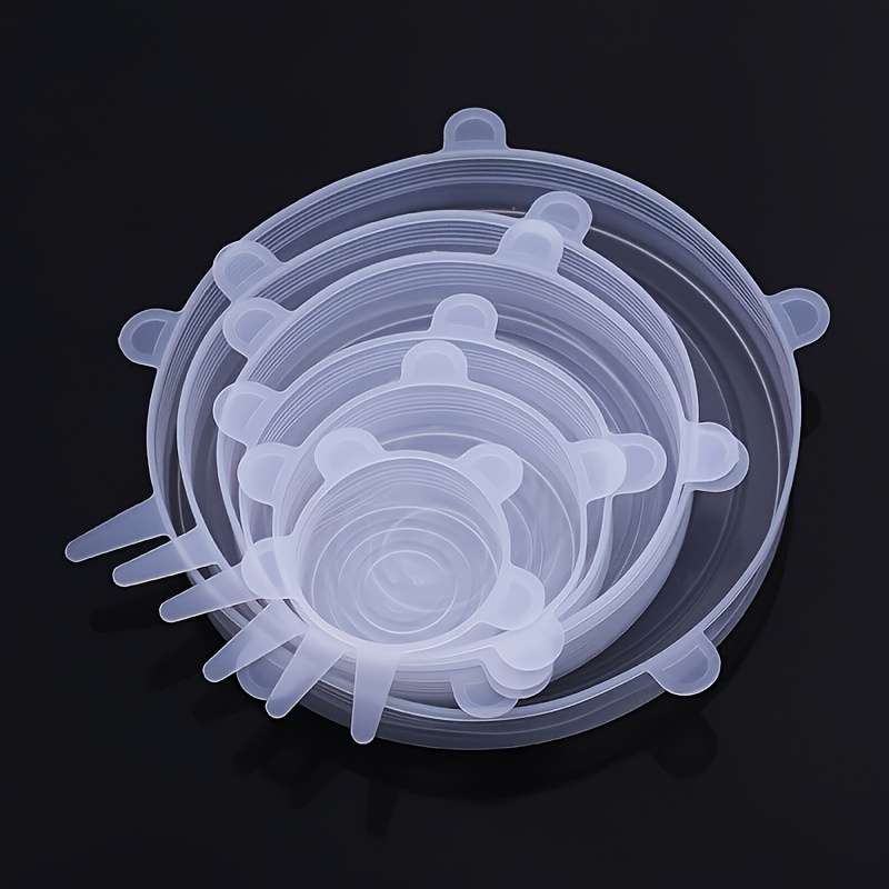 6pcs Silicone Stretch Lids Set Reusable Food Covers for Bowls Plates and Pots Microwave and