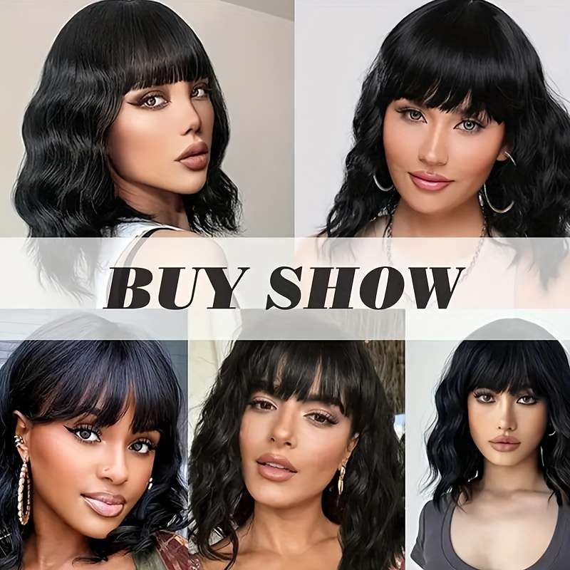 1Pc Black 40.64cm Fashion Design Wig