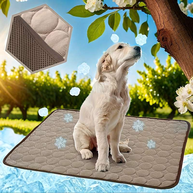 1PC Pet Mat Ice Sliky Fiber Fabric Cooling Mat Coffee Color Size XS 40x30cm 60g