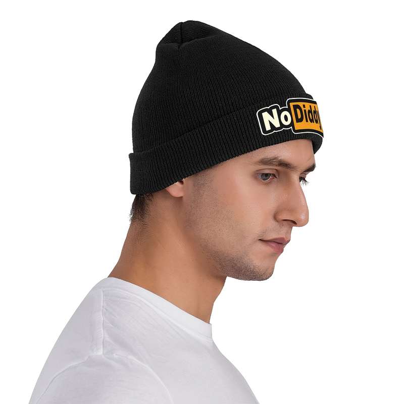 1pc Funky Style No Diddy Graphic Beanie Hat for Men 100% Acrylic Knit Cap with Slight Stret