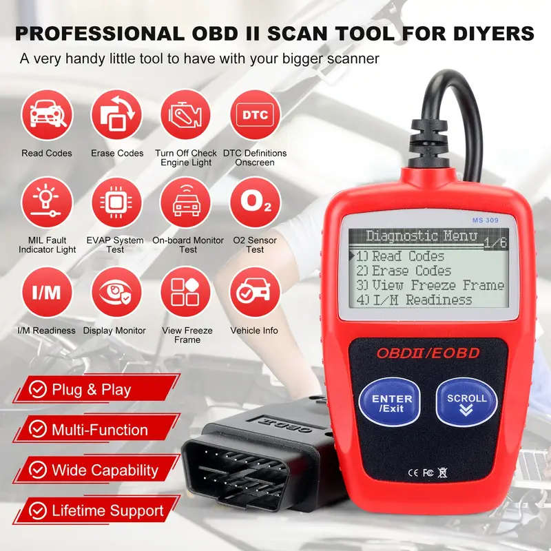 1pc Classic Enhanced Universal OBD2 Scanner Car Engine Fault Code Reader Check Engine Light And Emis