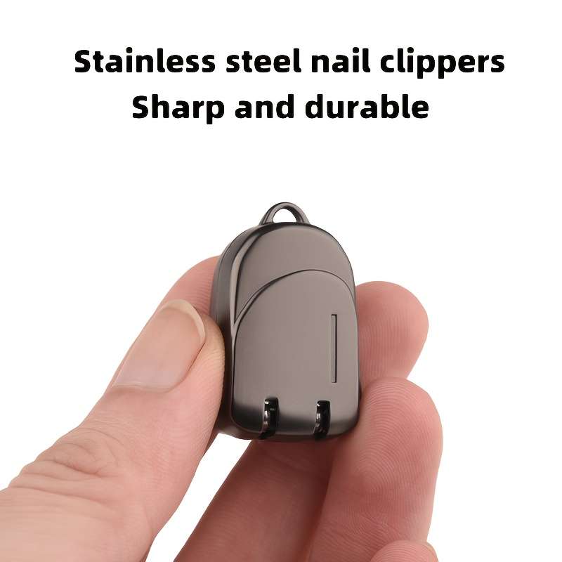 1pc Modern Stainless Steel Nail Clipper with Nail File Straight Blade Portable Clip-On Design