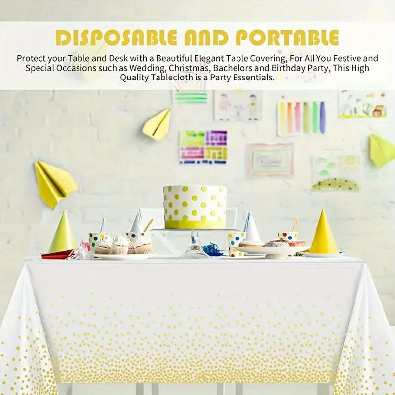 4 Pack Elegant Polka Dot Plastic Tablecloth Disposable Tablecloth