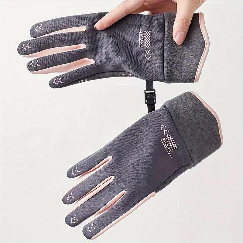 1 Pair Grey Warm Gloves