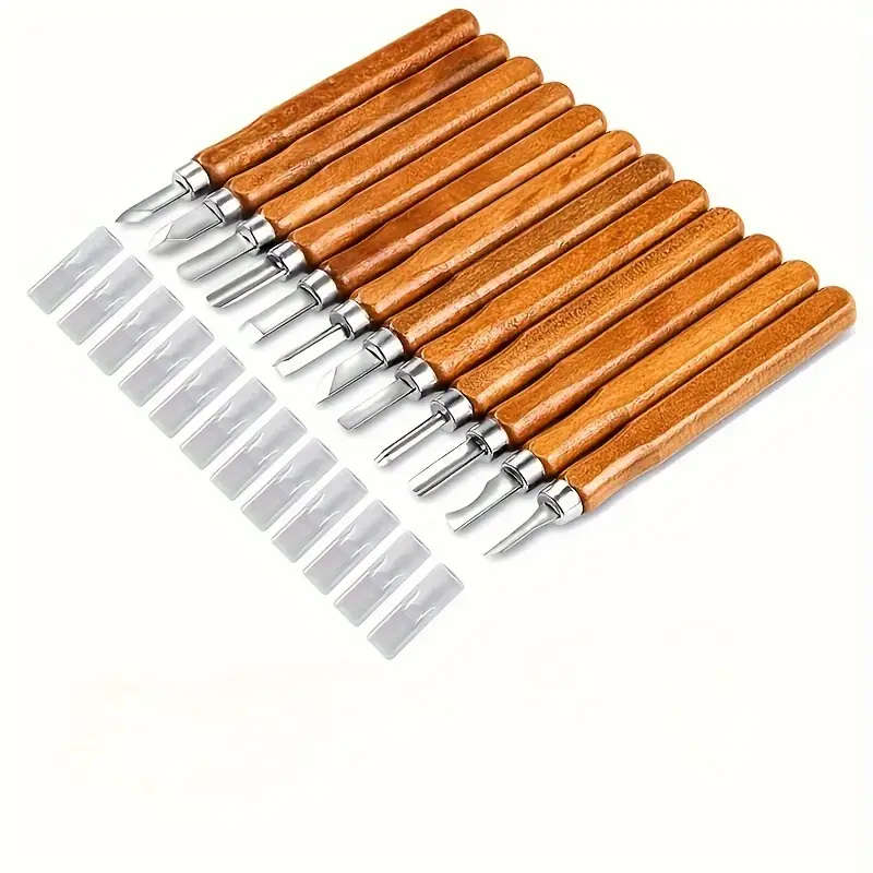 12pcs SK2 Carbon Steel Wood Carving Knife Set Handcrafted Woodworking Tools for Sculpture DIY Crafts